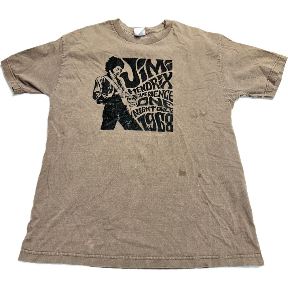 Jimi Hendrix 1968 Experience One Night Only Velvet Lettering T-Shirt Men's L Y2K